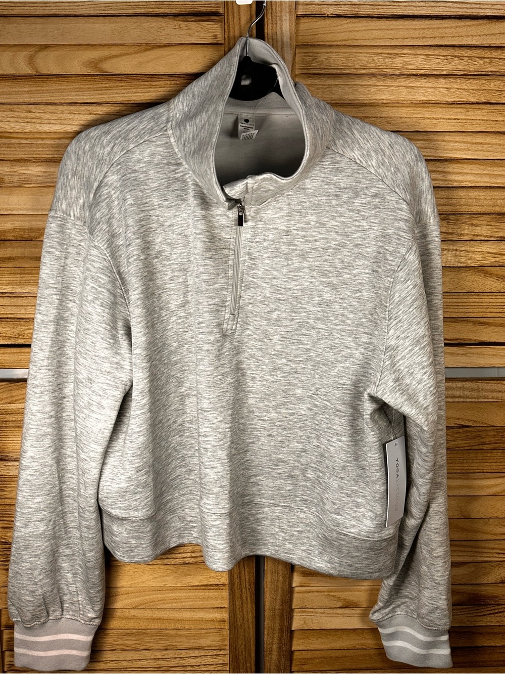 Yogalicious Heather Light Gray Half-Zip Turtleneck Sweater
